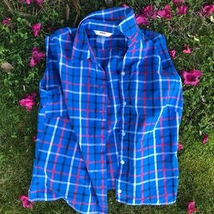 3/$12 🌟 button up blue plaid flannel vest 🌟